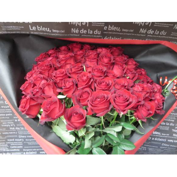 赤薔薇のみ花束　5０本　